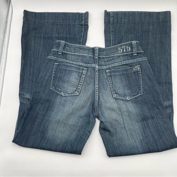 575 Jeans Womens 29 x 32 Wide Leg Flare Bottoms Denim Penny Button Dark Wash - Picture 7 of 14